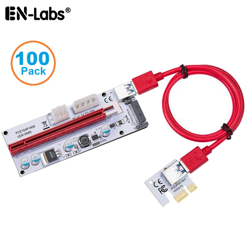 ITHOO 6pcs/Lot 4 Solid Capacitors VER PCI Express PCI-e 1X to 16X Mining Riser Card Cable,USB 3.0 Bitcoin Miner Machine X16 to PCI e Mining ETH GPU Riser Adapter Power by SATA,Molex 4pin , 6pin