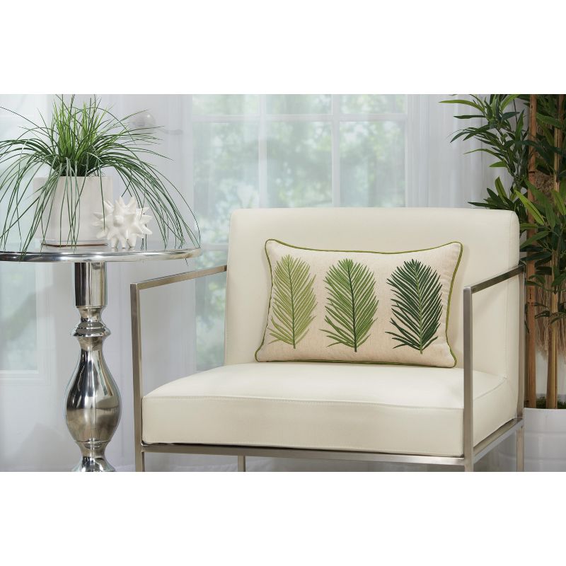 Nourison Silk Embroidery Floral Sage Throw Pillow - 12" x 18"