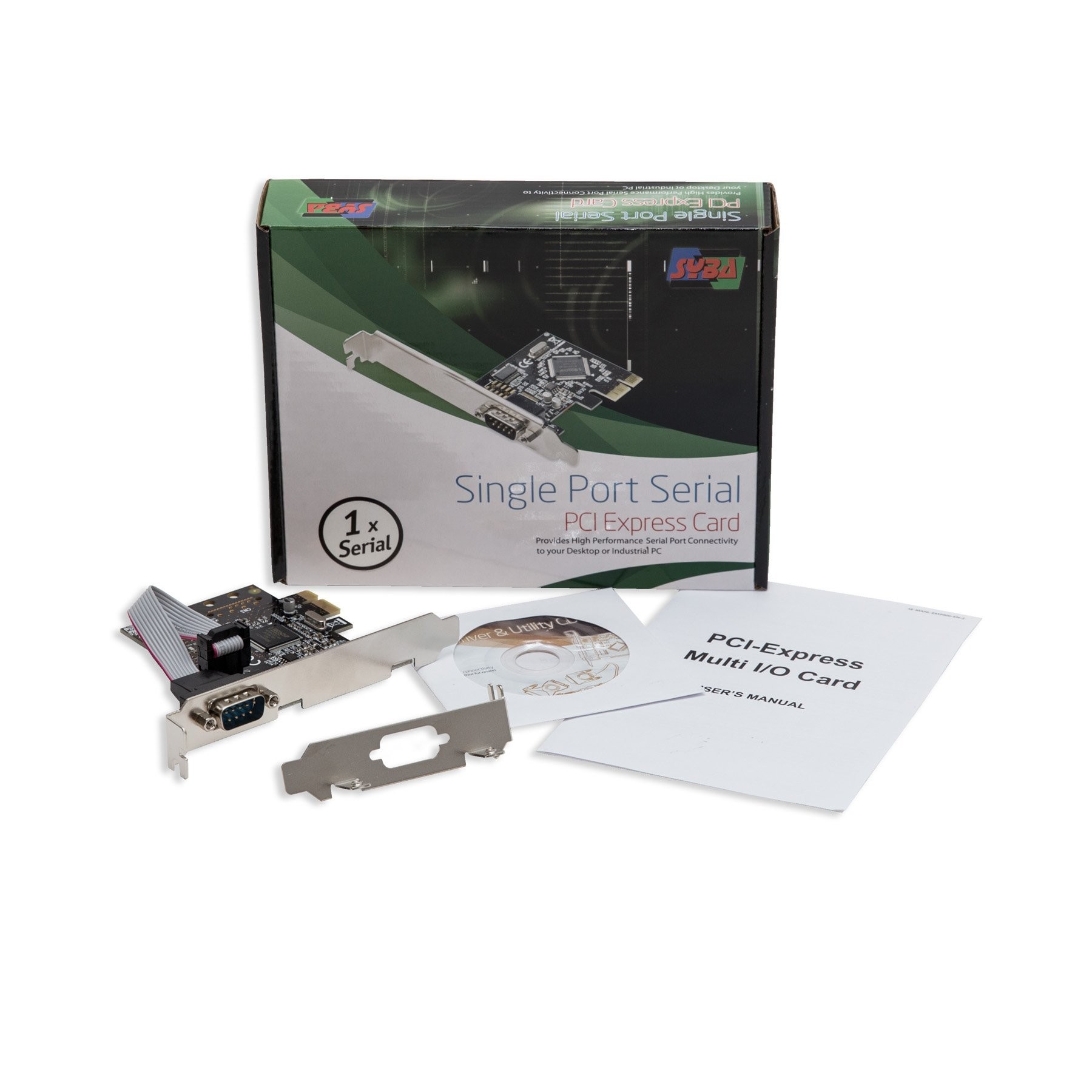 Syba Single Port RS-232 DB9 Serial PCI-Express 2.0 x1 Card - 1 Port Serial PCIe Card MCS9922 Chipset