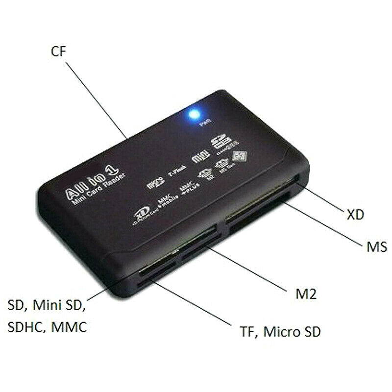 SD Card Reader Micro Sd Card Reader USB 2.0 All in One Memory Card Reader Adapter for CF/SD/TF/Micro SD/SDC/MS/MMC/MMCII