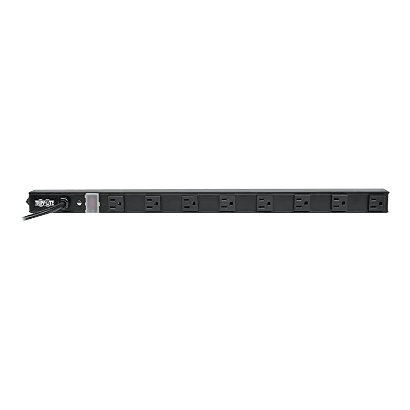 8 Outlet Power Strip, 120V, 15A, NEMA 5-15R, 5-15P Plug with 15' Cord, Vertical, Metal, Black, 24" (PS2408B)