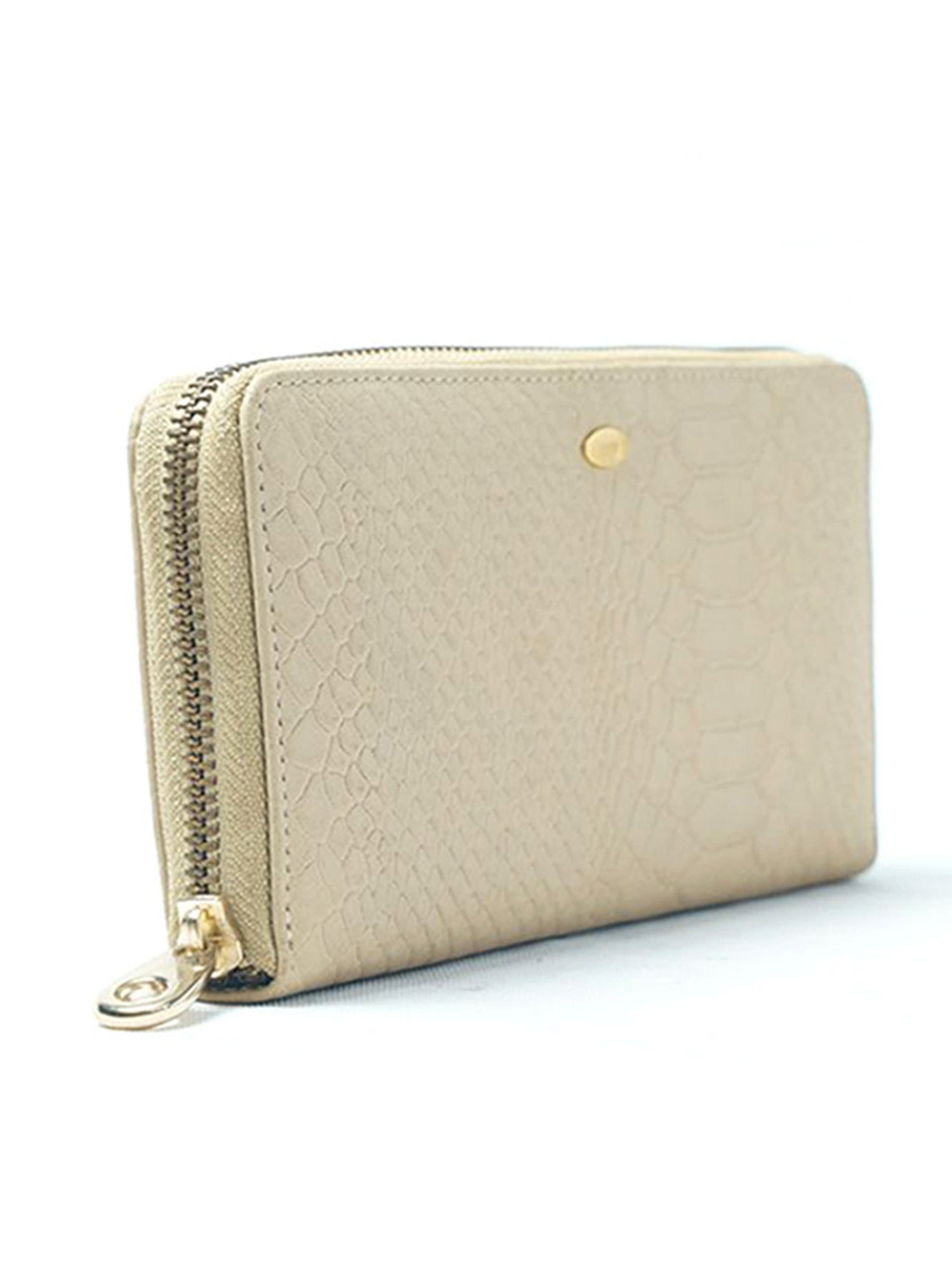 RI2K London Beige Leather Animal Effect Zip around Wallet