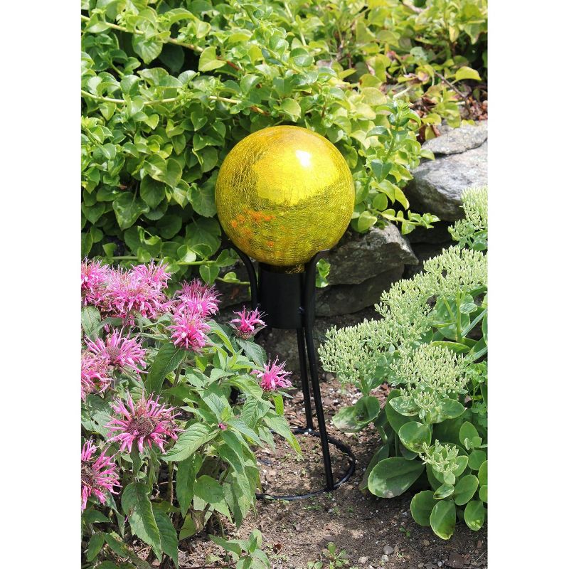 13.5" Iron Trestle II Gazing Globe Ball Stand Black - ACHLA Designs