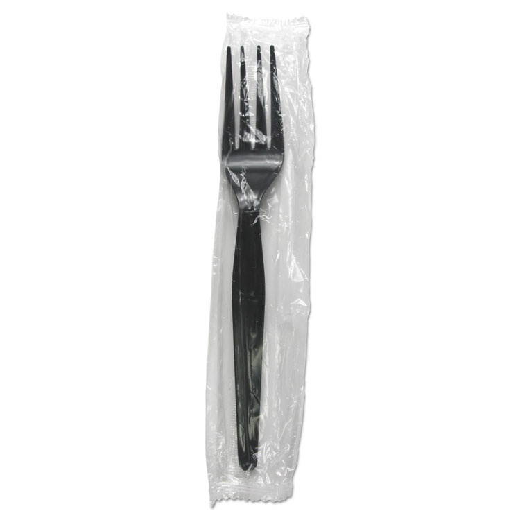 Boardwalk TSHWPSBIW Heavyweight Wrapped Polypropylene Cutlery Teaspoon - Black