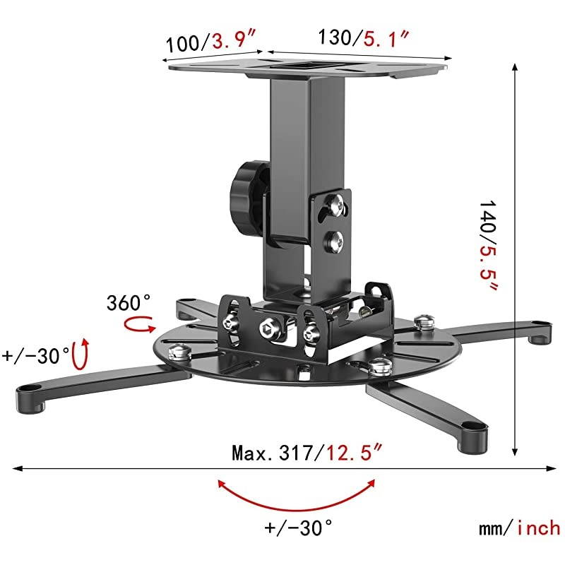 Universal Wall Projector Mount Hanger with 360degree Rotatable Head Easy to Assemble