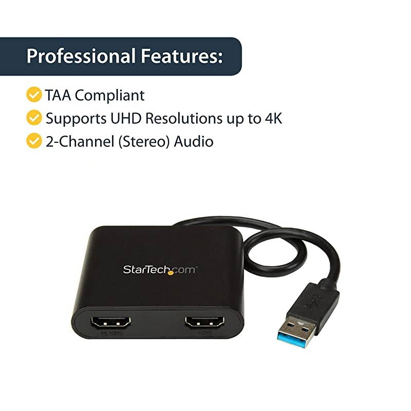 com USB 30 to Dual HDMI Adapter Windows Only 4K Resolution Dual Monitor External Video Card Adapter USB32HD2
