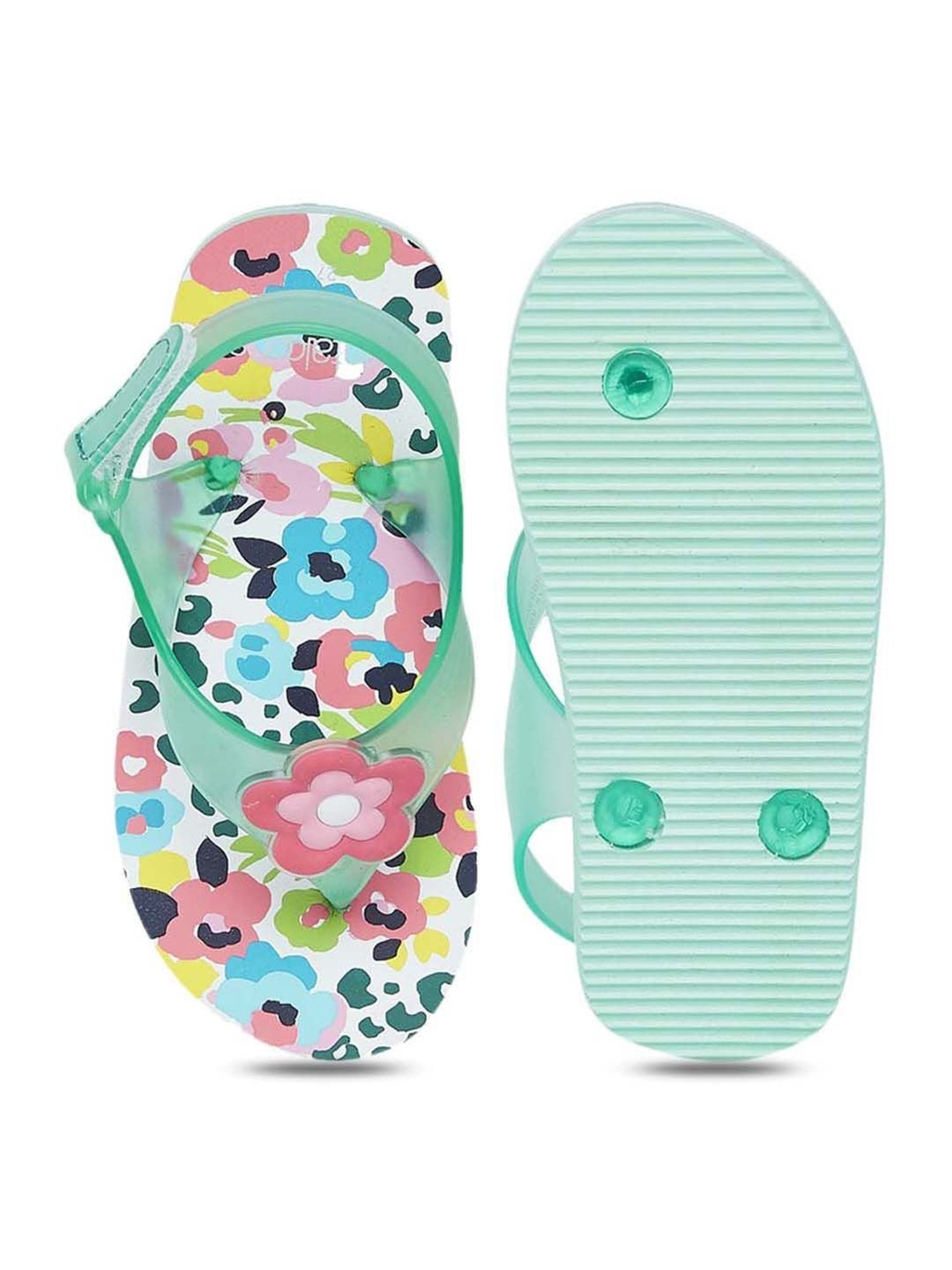 Pantaloons Junior Green & Pink Flip Flops