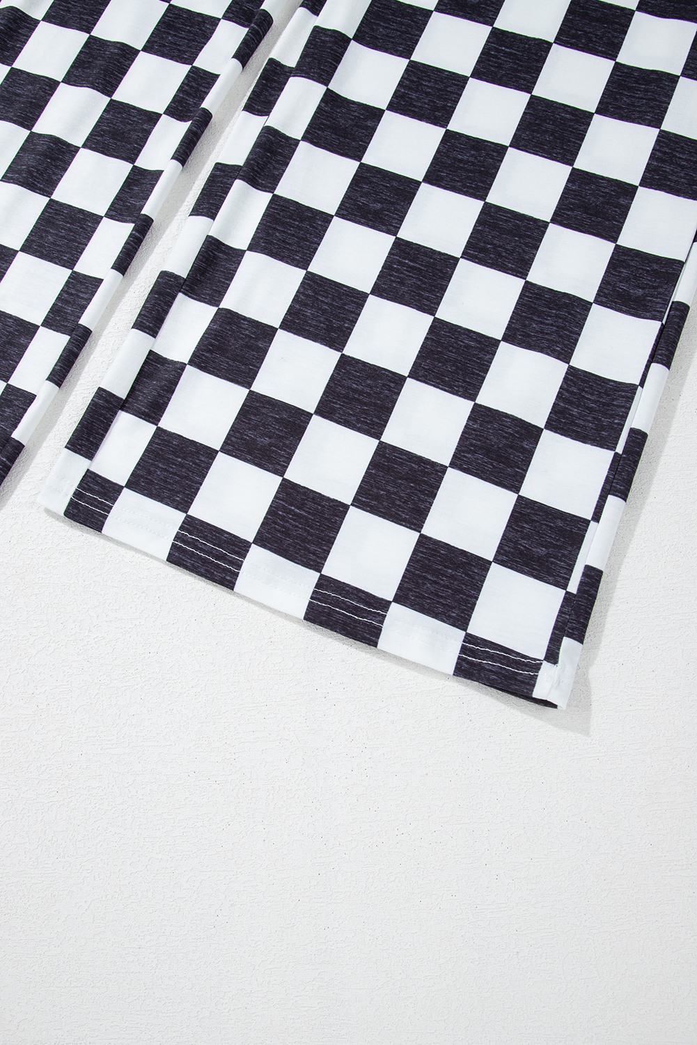 Black Checkered Print High Waist Wide Leg Pants