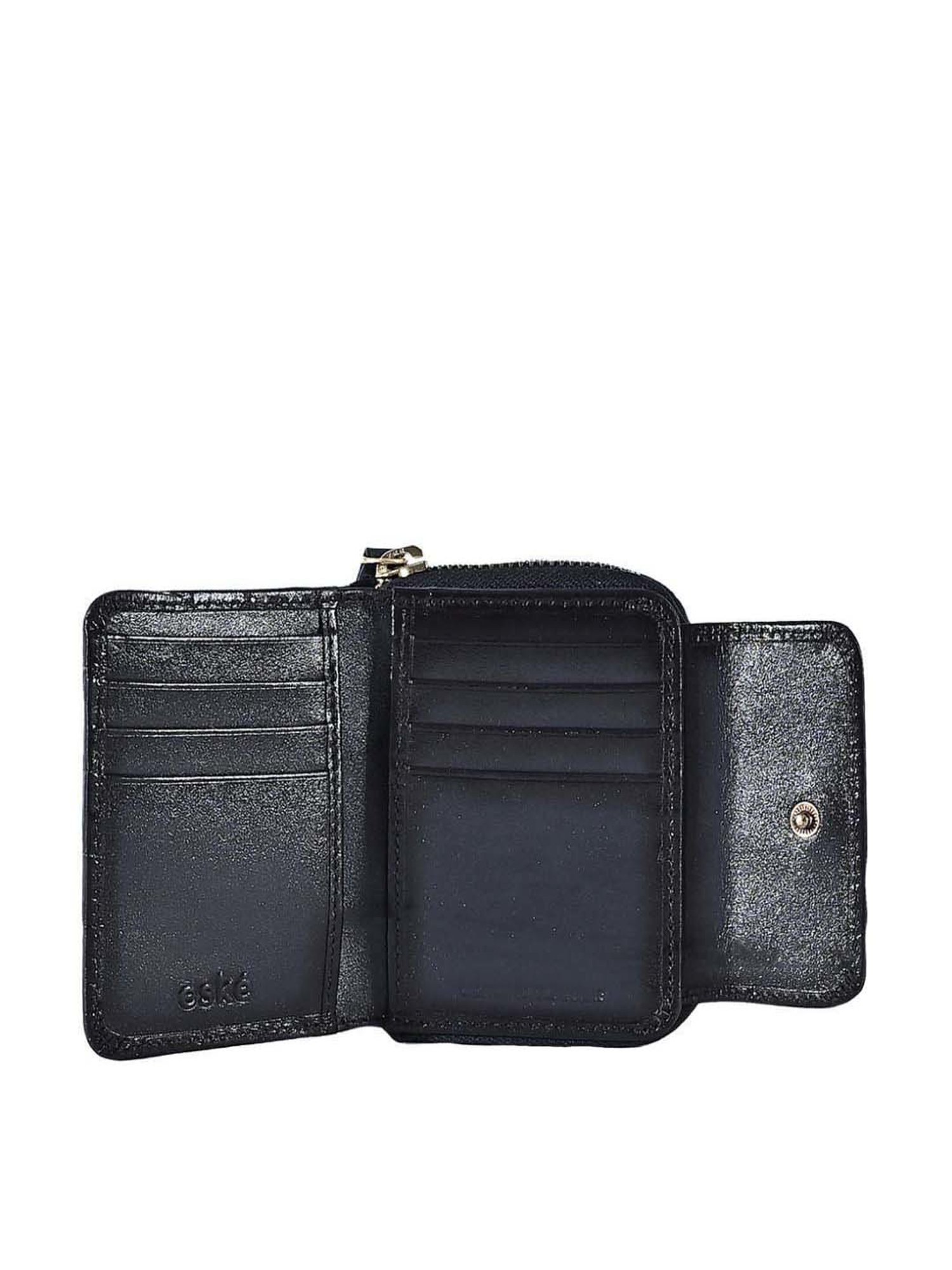 Eske Eva Navy Textured Tri-Fold Wallet for Women