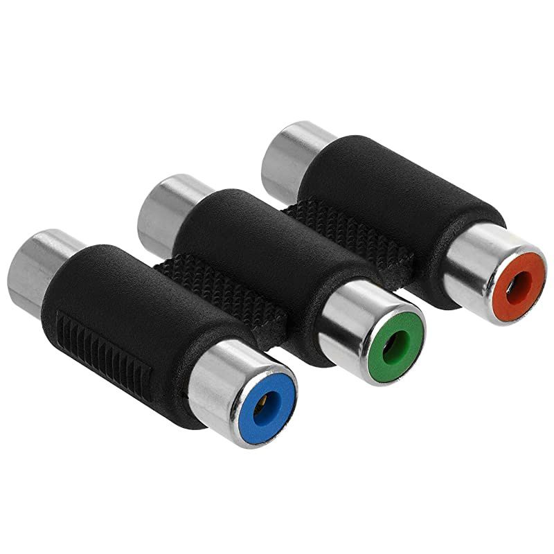 3-RCA Jacks Coupler Jointer &ndash; RGB Female 3-RCA Adapter Extension AV Audio Video F/F Cable Connector - (10 Pack)