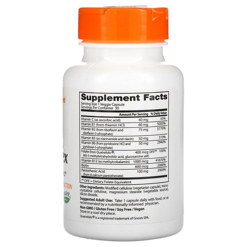 Doctor's Best Fully Active B Complex with Quatrefolic, 30 Veggie Caps, Vitamin B