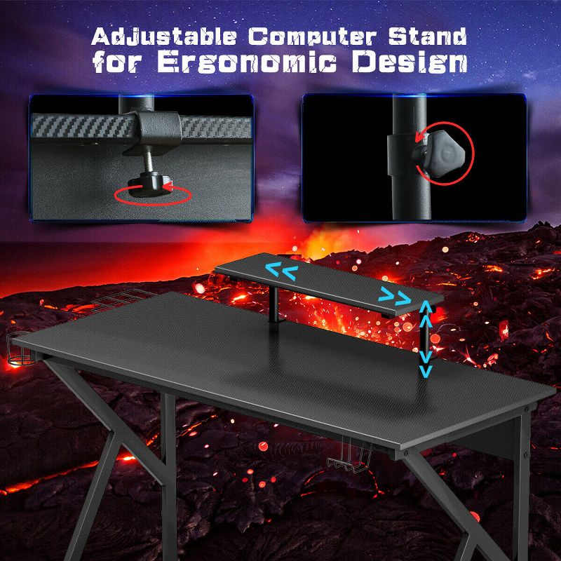 Costway Gaming Desk Computer Desk PC Table Workstation with Cup Holder & Headphone Hook