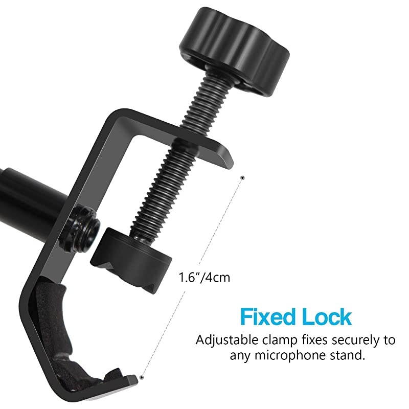 Upgraded Microphone Pop Filter Mask Shield Dual Layered Wind Pop Screen with Flexible 360 Gooseneck Clip Stabilizing Arm for Awesome Premium Recordings Broadcasting Streaming Singing