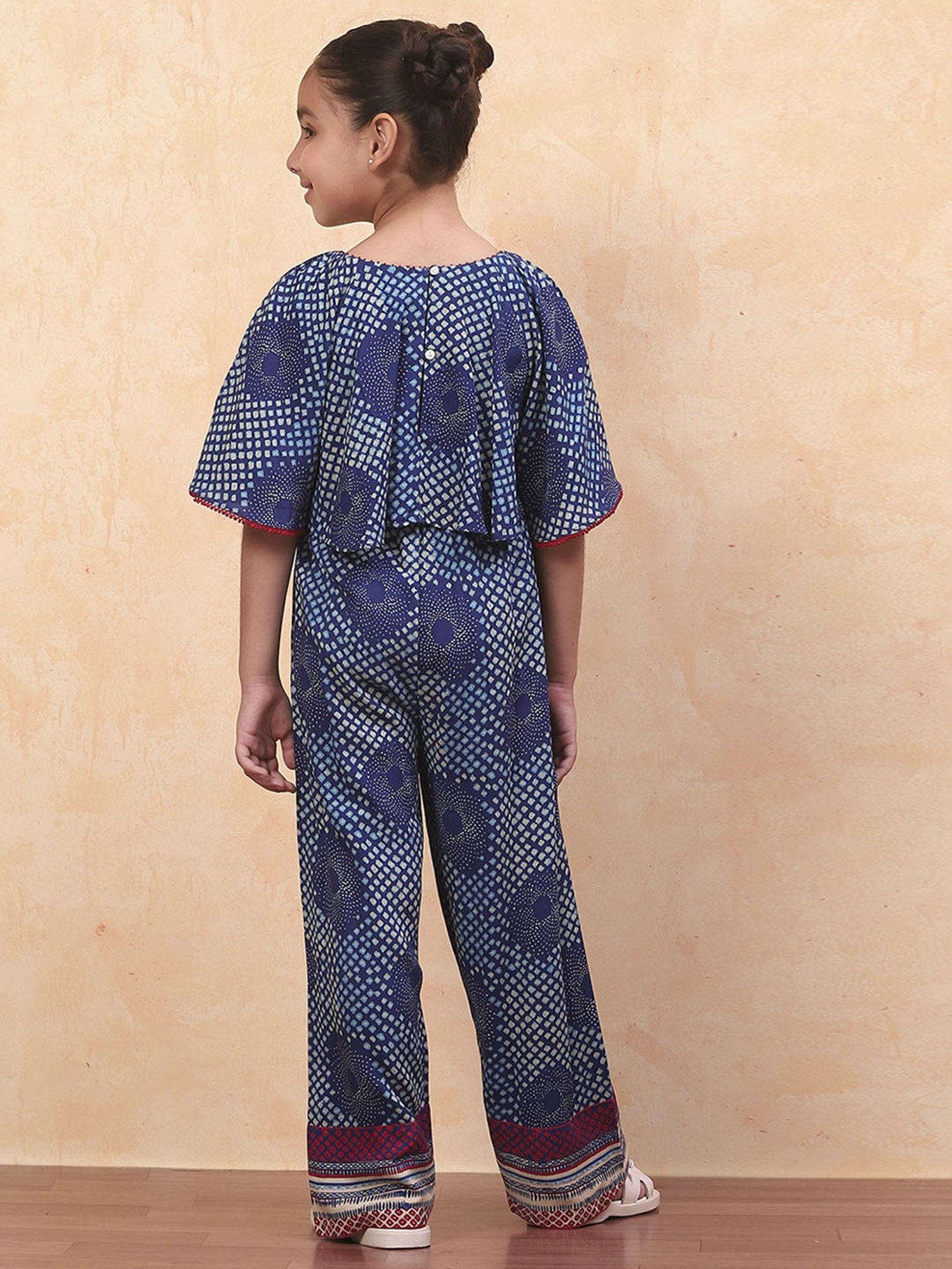 Biba Girls Blue Printed Jumpsuit