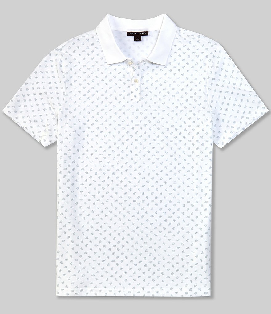 Michael Kors Printed Paisley Stretch Short-Sleeve Polo Shirt