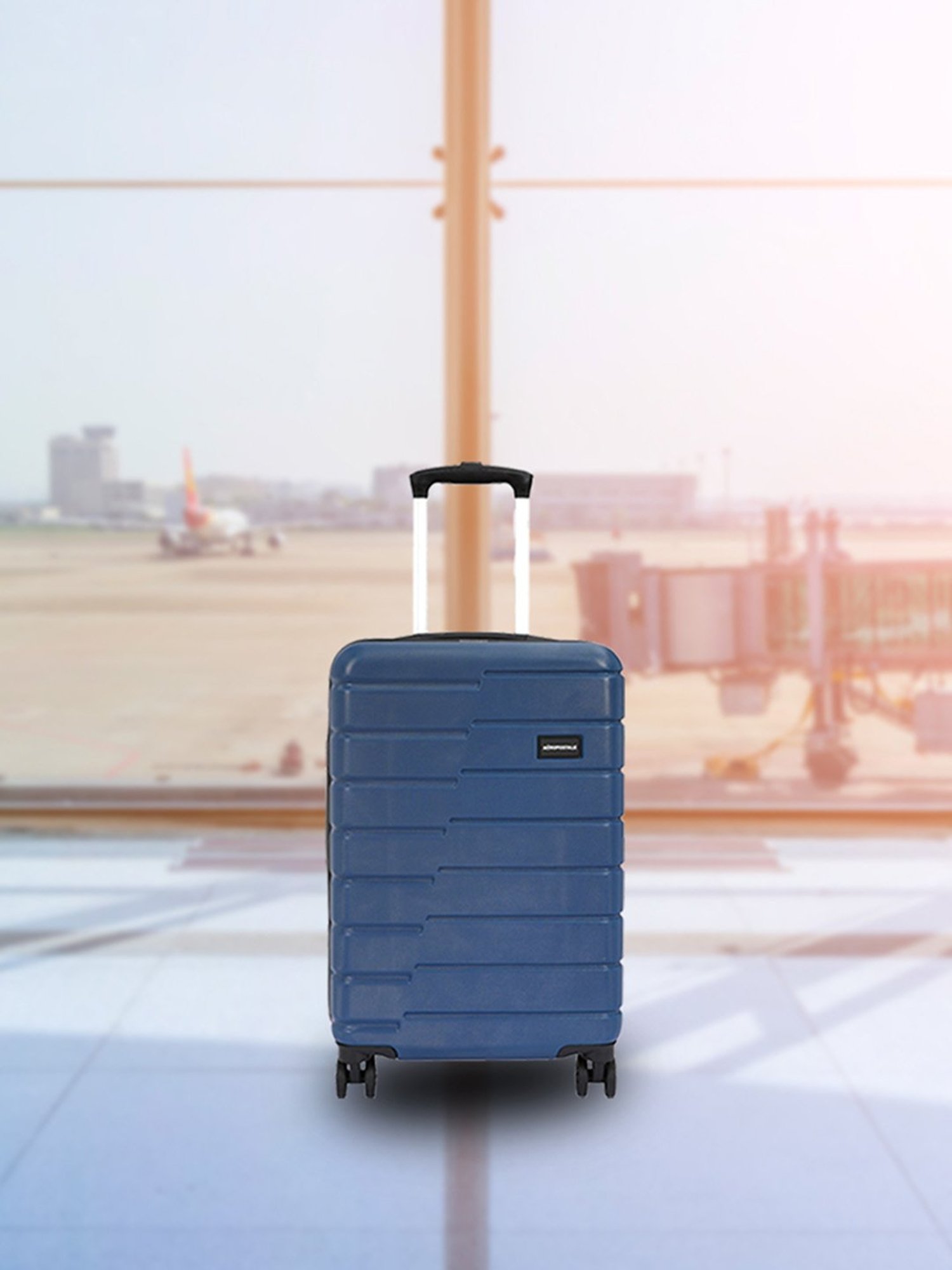 Aeropostale Stout Navy Textured Hard Large Trolley Bag - 30 cm