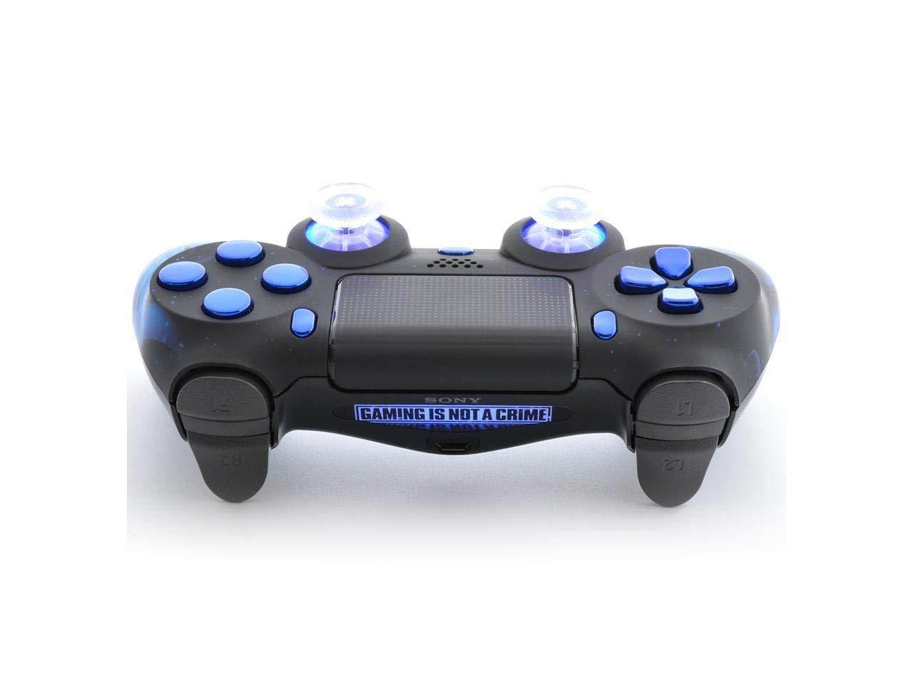 Blue Fire Ps4 PRO Custom UN-MODDED Controller Exclusive Unique Design with Illuminating Thumbsticks CUH-ZCT2U