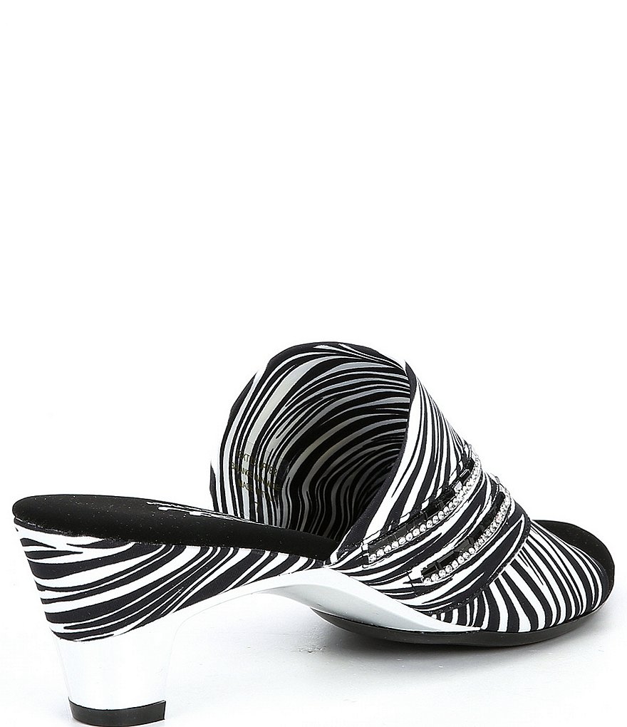 Onex Elanor Zebra Print Rhinestone Detail Stretch Dress Slides