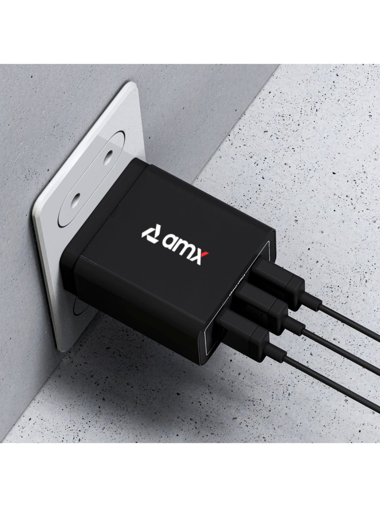 AMX XP 35 17W 3 Port Smart USB Wall Charge Adapter (Black)
