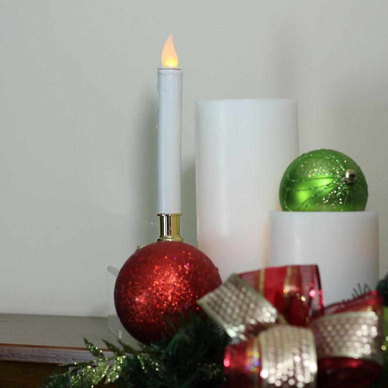 Brite Star 9.25" LED Battery Operated Christmas Candle Lamp with Gold Base - White