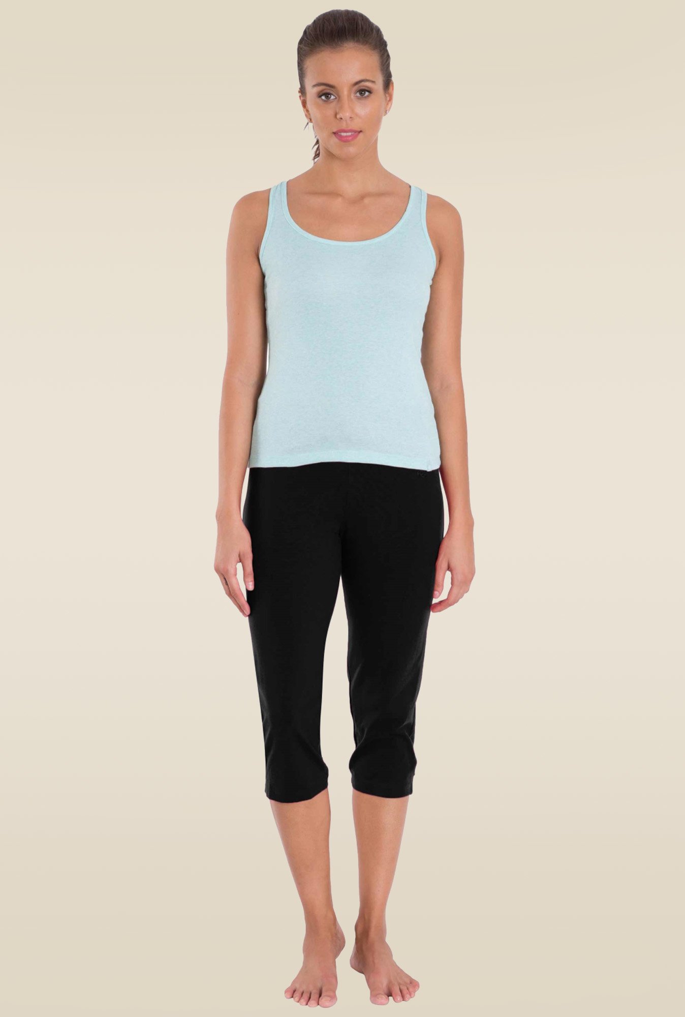 Jockey 1300 Women's Super Combed Cotton Elastane Stretch Slim Fit Printed Capri with Side Pockets