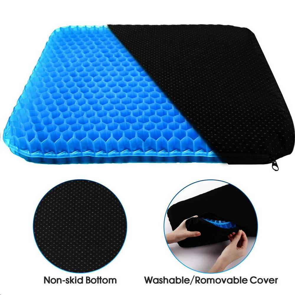Gel Seat Cushion, Office Chair Seat Cushion with Non-Slip Cover Breathable Honeycomb Pain Relief Sciatica Egg Crate Cushion for Office Chair Car Wheelchair(15.7*13*1.6inch)