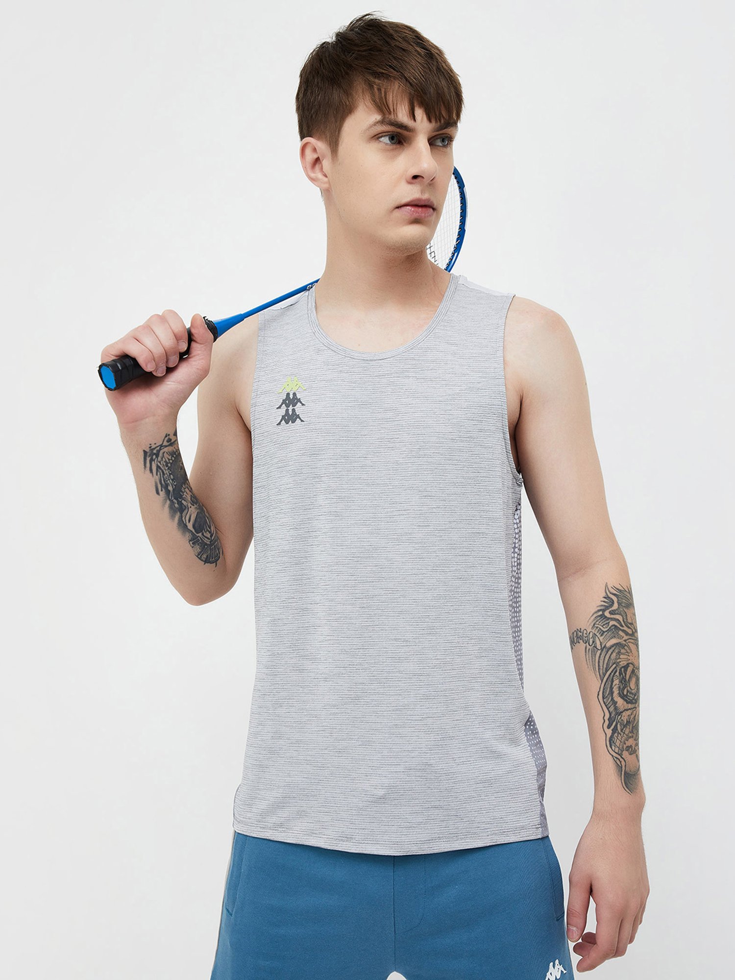 KAPPA Grey Regular Fit Printed Tank T-Shirt