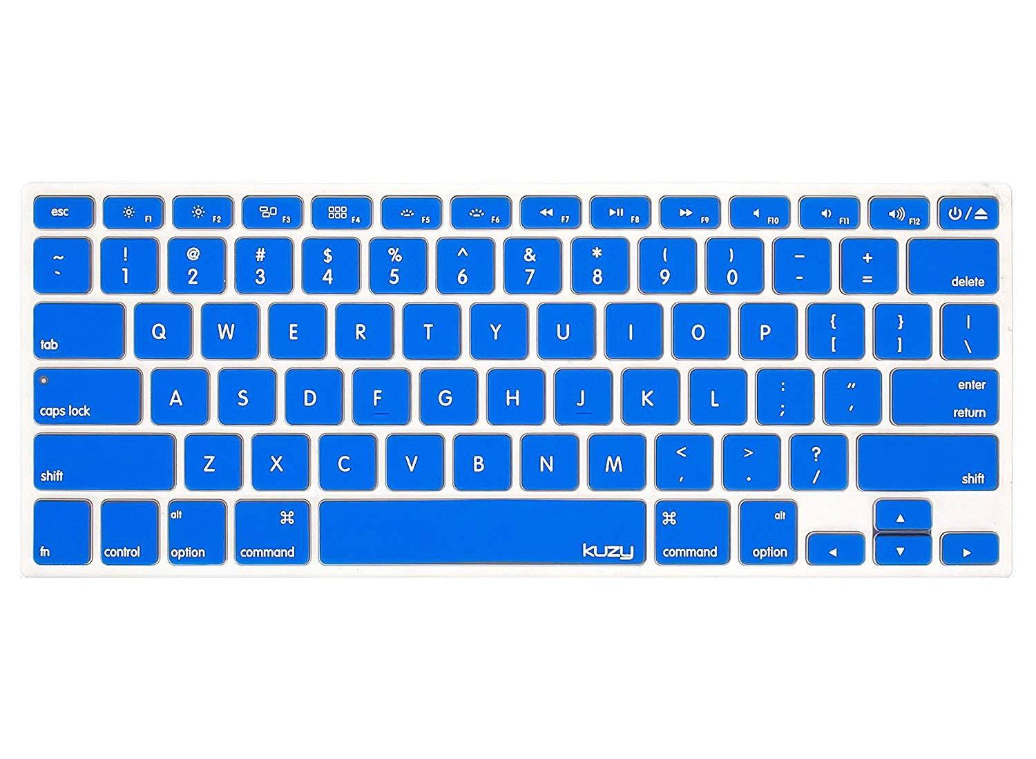 Kuzy - BLUE Keyboard Cover Silicone Skin for MacBook Pro 13" 15" 17" (with or w/out Retina Display) iMac and MacBook Air 13" - Blue
