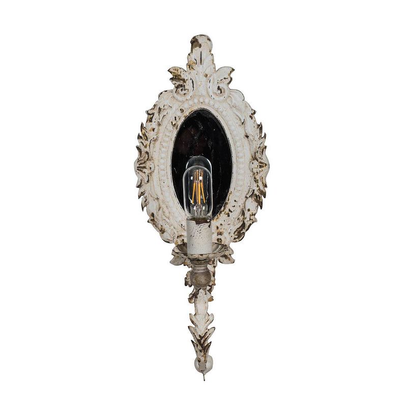 Set of 2 Classic Vintage Wall Lamps with Mirror Antique White - A&B Home