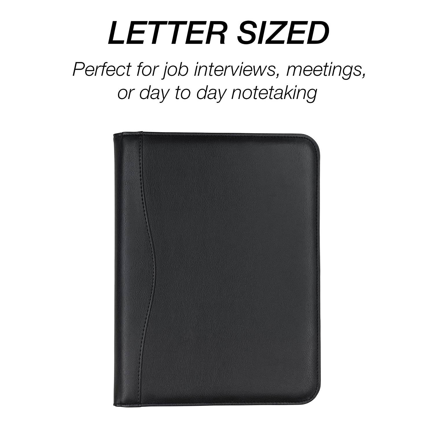 Samsill Executive Padfolio with Spine Accent - Resume Portfolio/Business Portfolio with Secure Zippered Closure, 10.1-inch Tablet Sleeve, Expandable Document Organizer & Writing Pad, Black