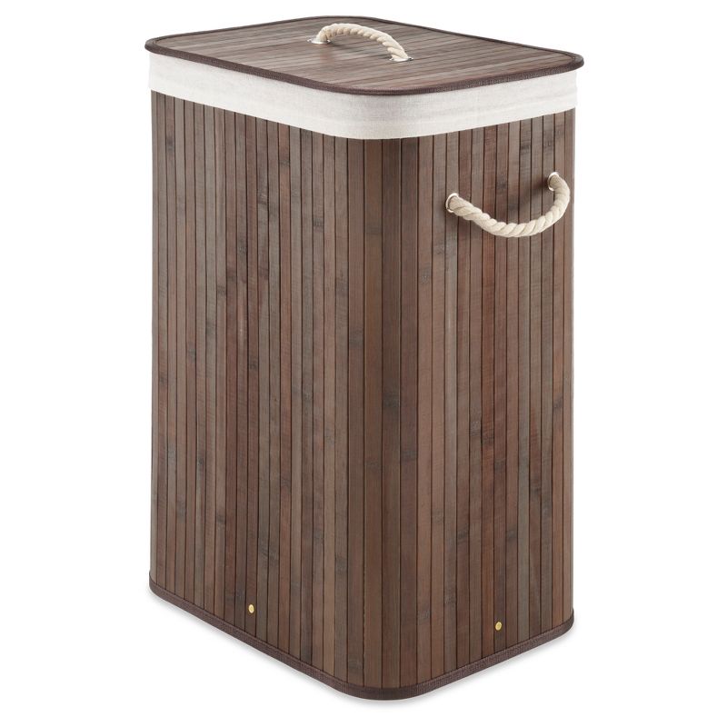 Household Essentials Round Brushed Stainless Hamper Wood Lid
