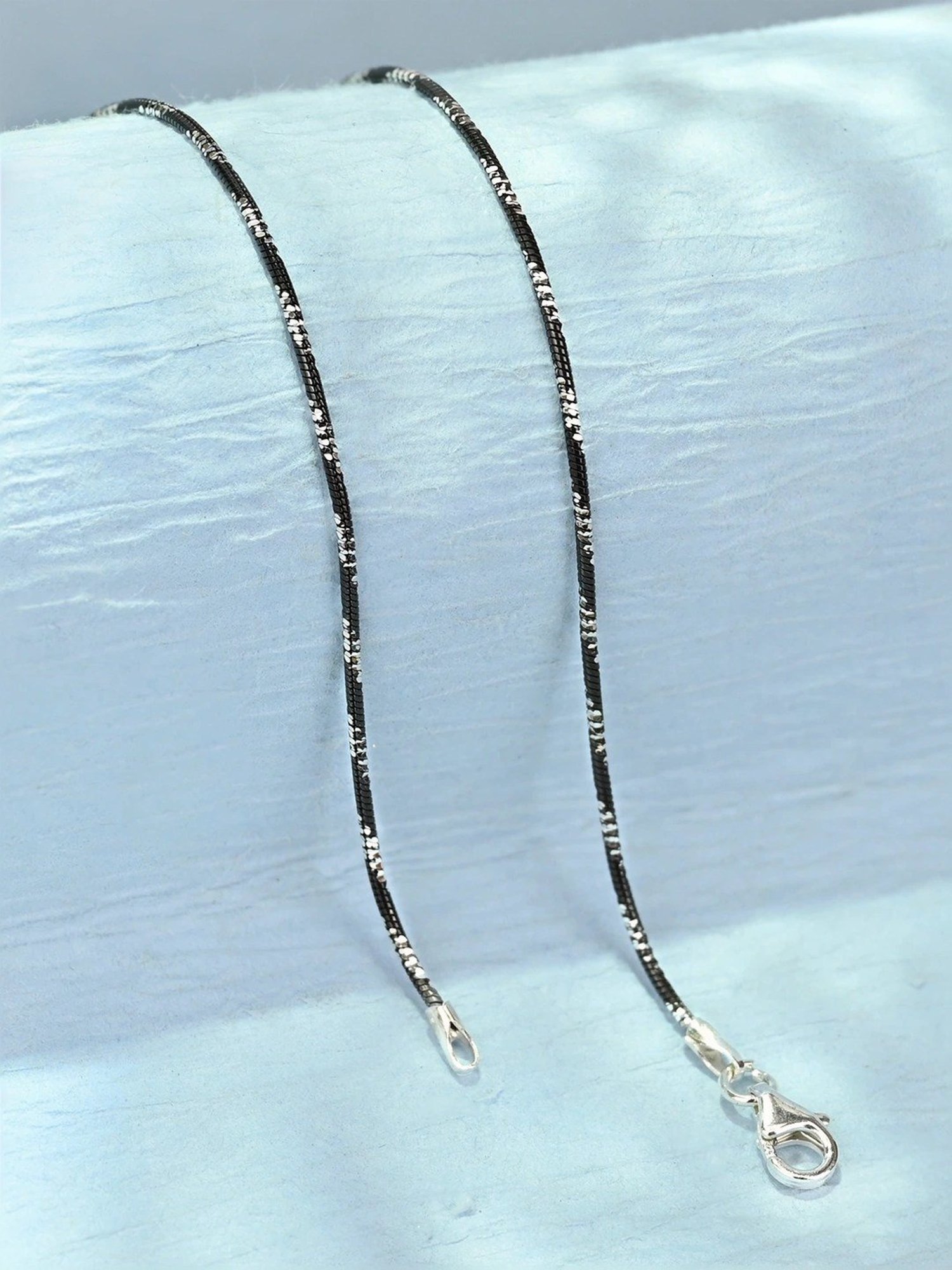 Touch925 Black Sleek Silver Anklet for Women
