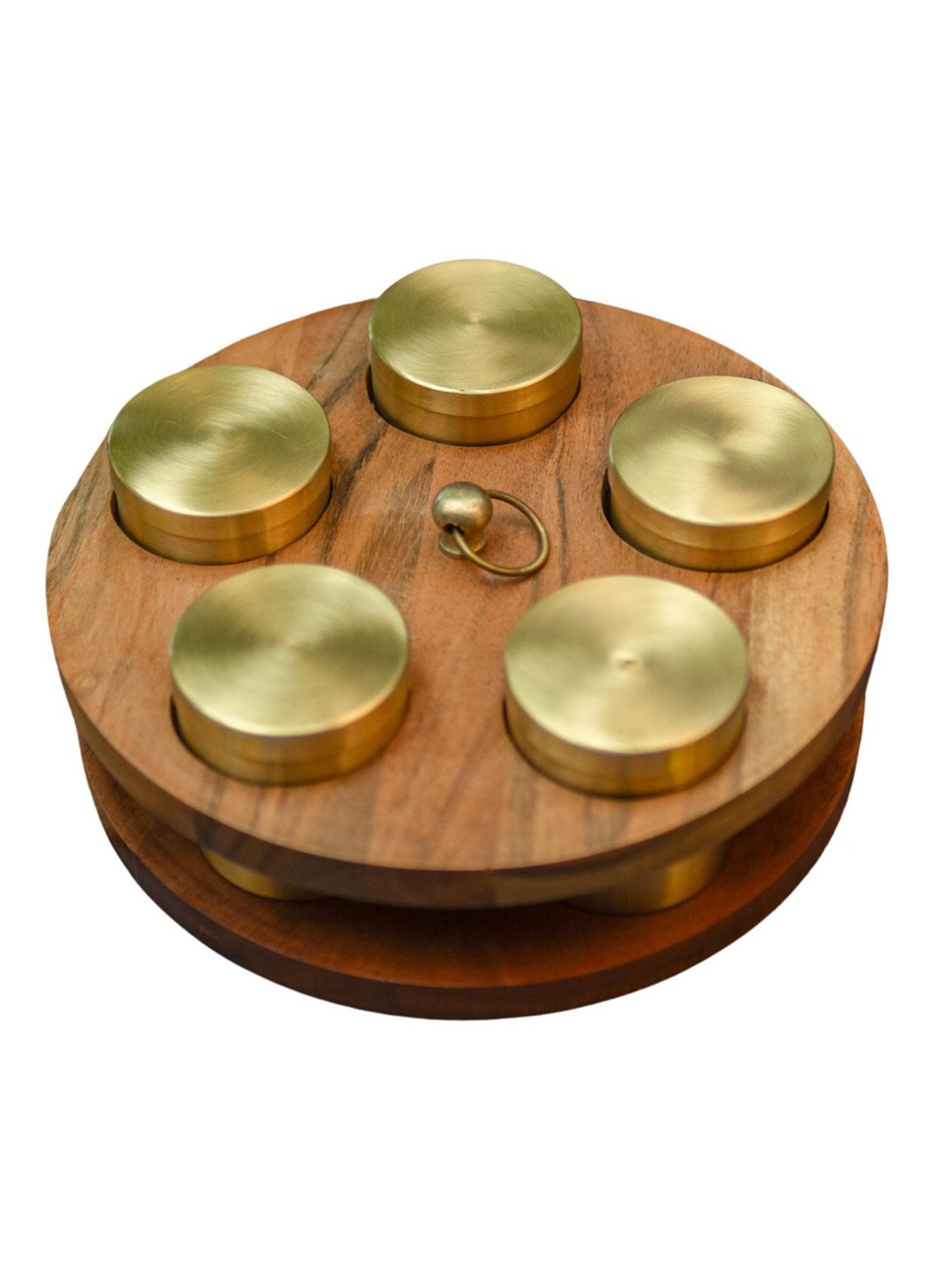 Ambi Classic Charm Pure Brass Spice Box Masala Daani With 5 Spice Containers