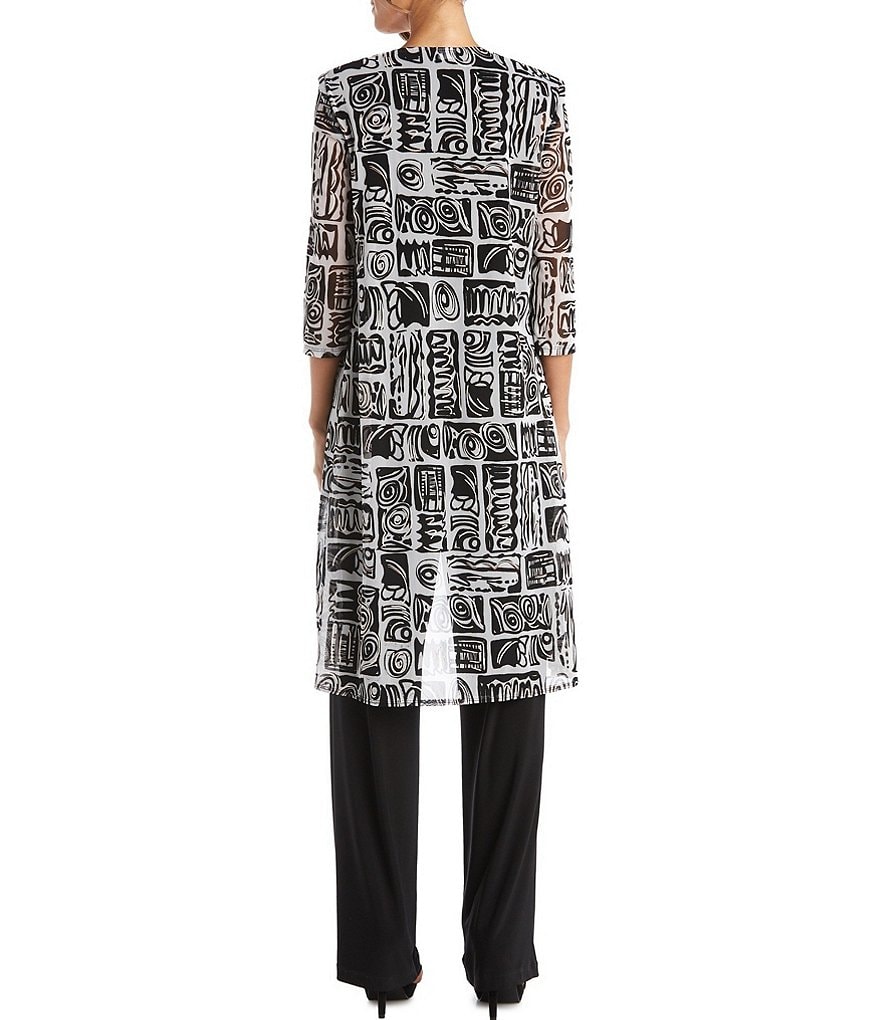 R & M Richards Printed Matte Jersey 3 Piece Duster Pant Set