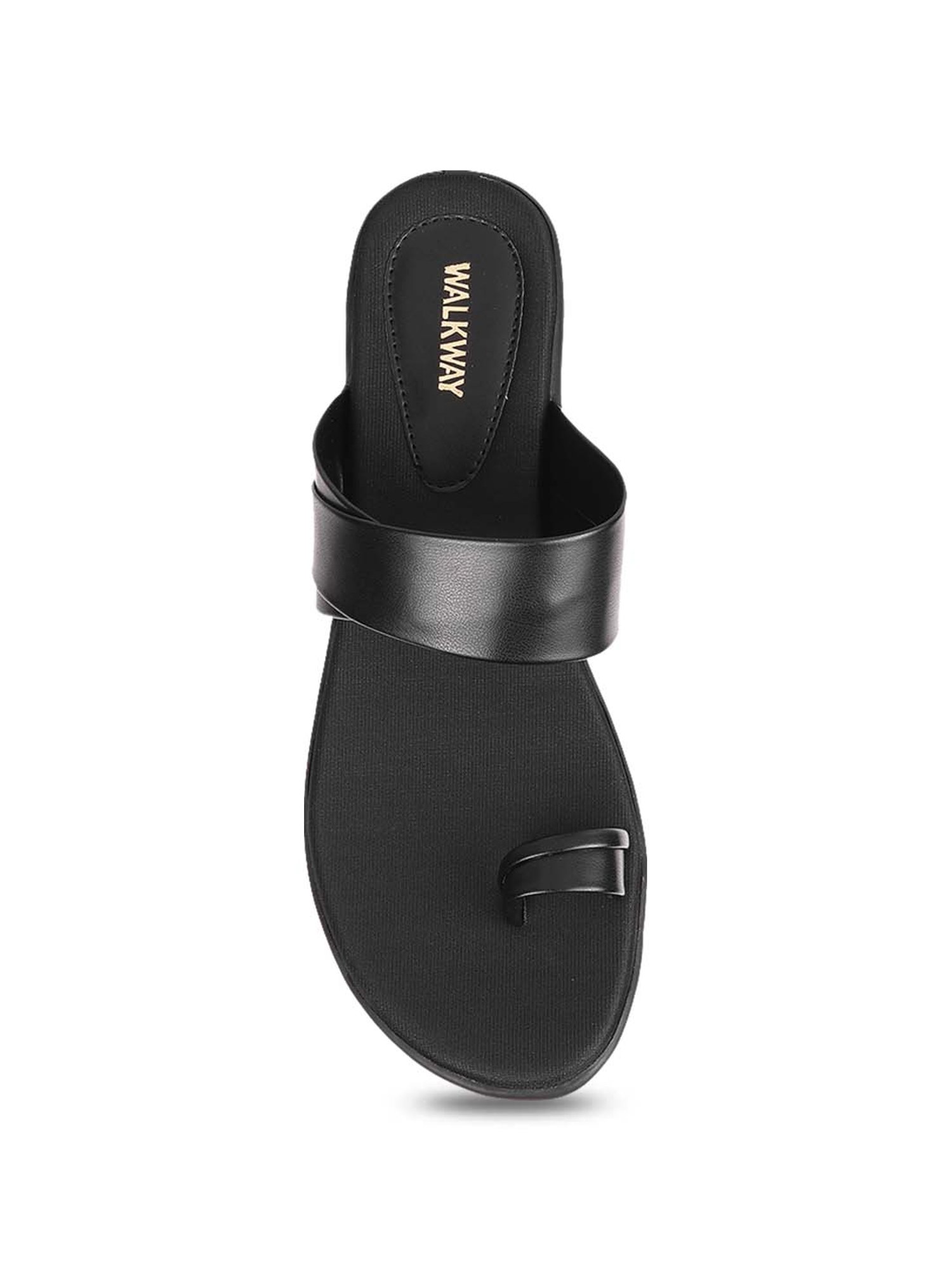 Walkway Women's Black Toe Ring Wedges