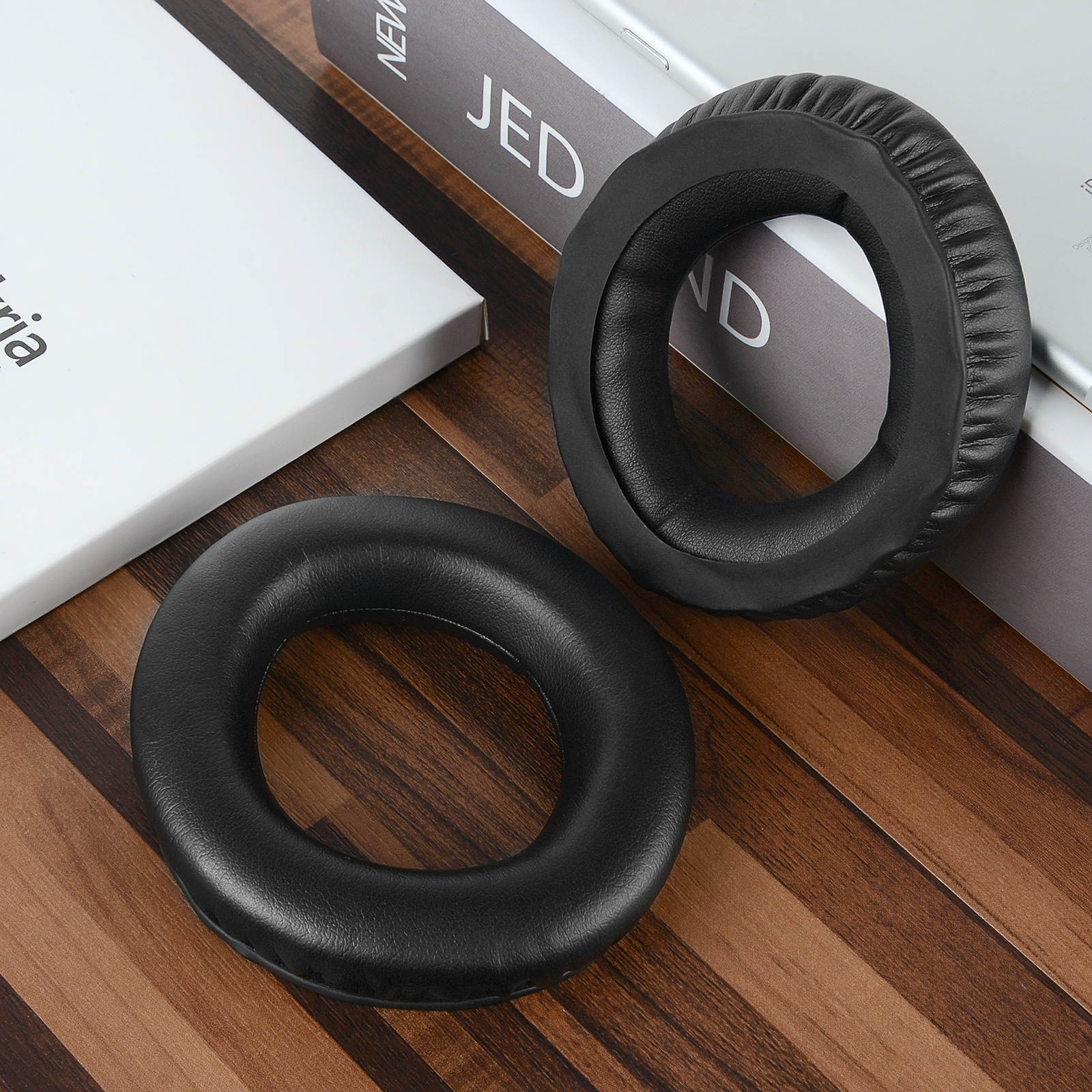 Geekria QuickFit Protein Leather Replacement Ear Pads for Sennheiser MM550-X, PX360, PX360-BT, Mm450-X  Headphones Earpads, Headset Ear Cushion Repair Parts (Black)