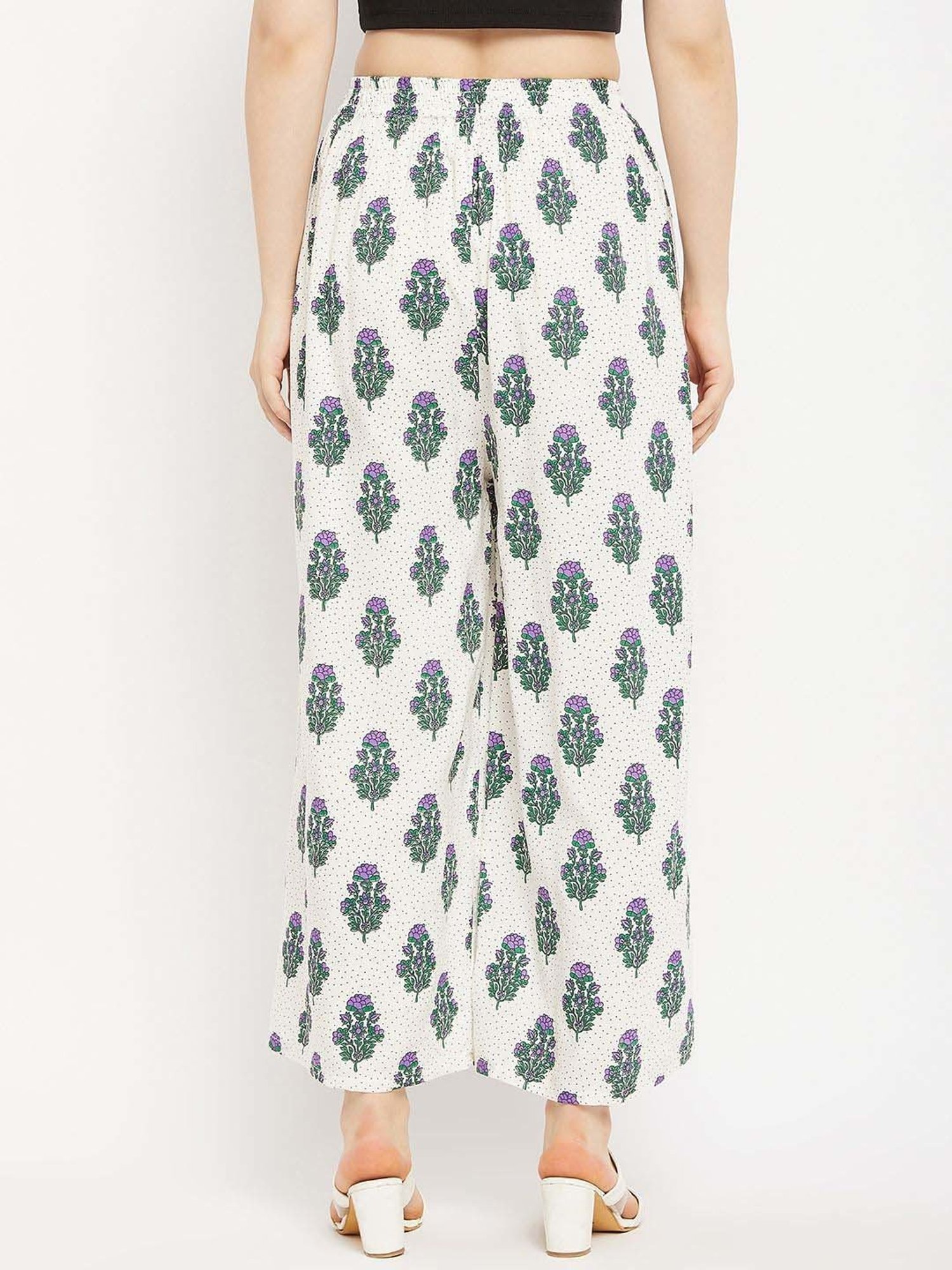 Castle Off-White Printed Palazzos