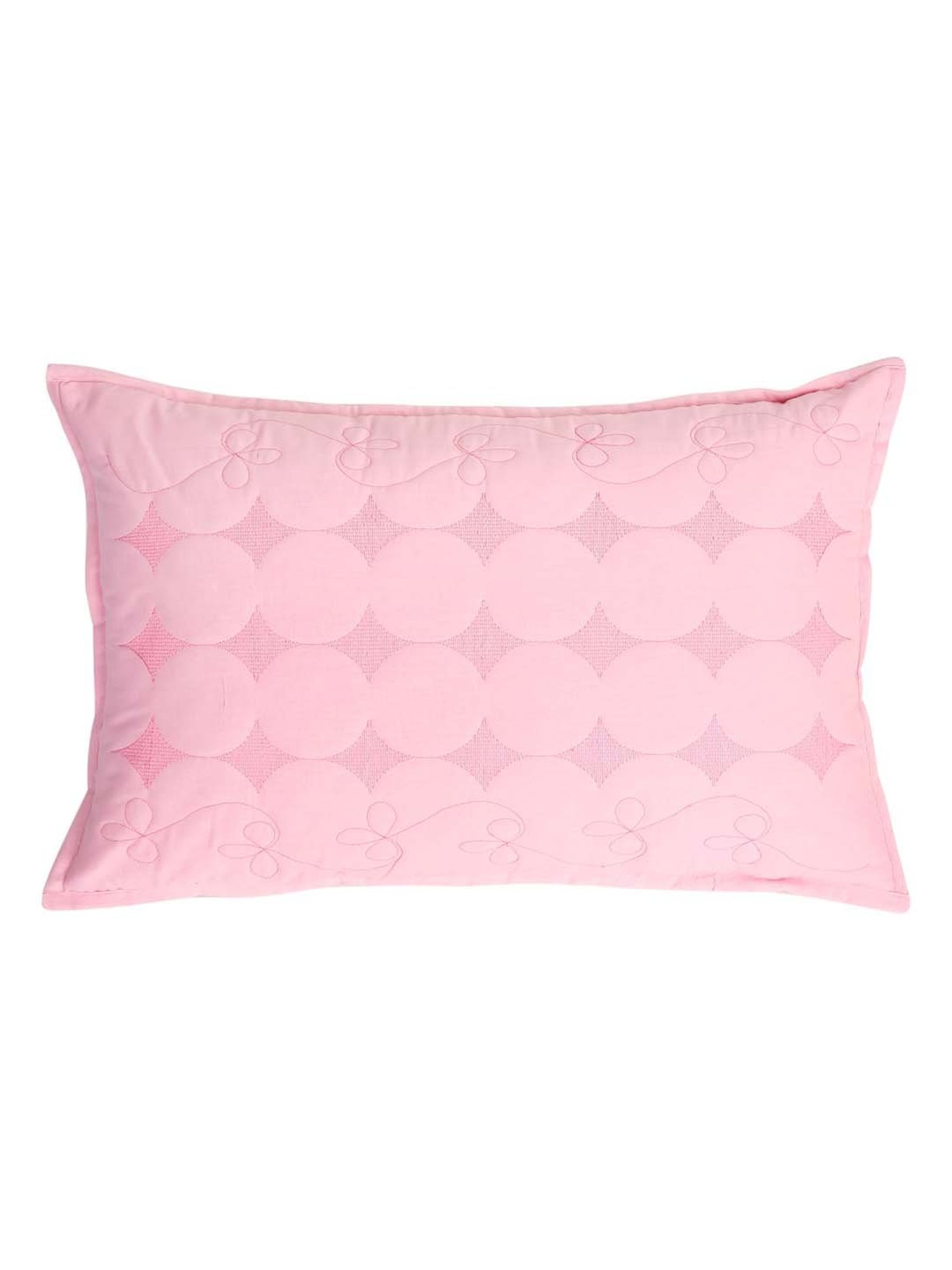 HOSTA HOMES Pink Cotton 140 TC 'Zipped' Pillow Covers - Set of 2