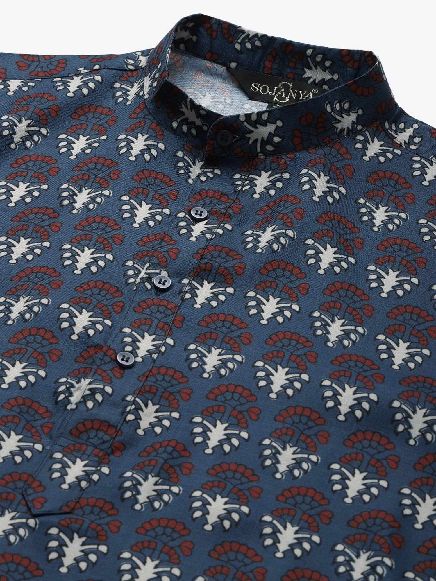 Sojanya Navy Pure Cotton Regular fit Print Kurta Set