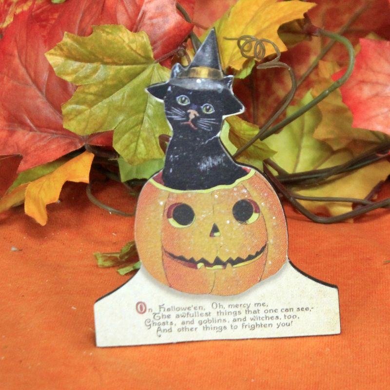 Halloween 5.0" Halloween Cat In Pumpkin Witch Kitten  -  Decorative Figurines