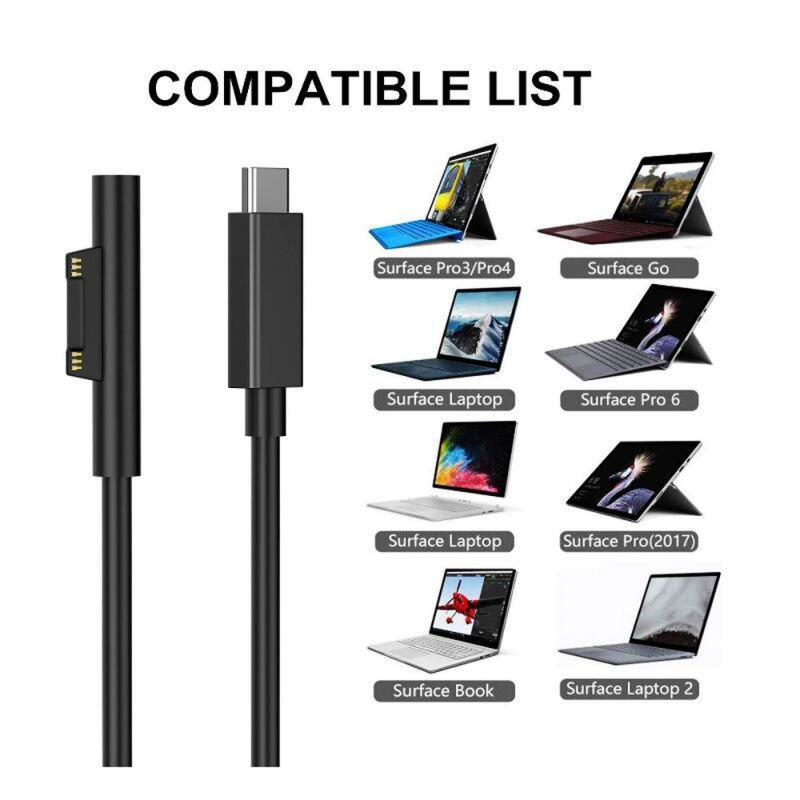 USB-C Type-C to Microsoft Surface Connect PD Cable Fits for Surface Pro 6/5/4/3