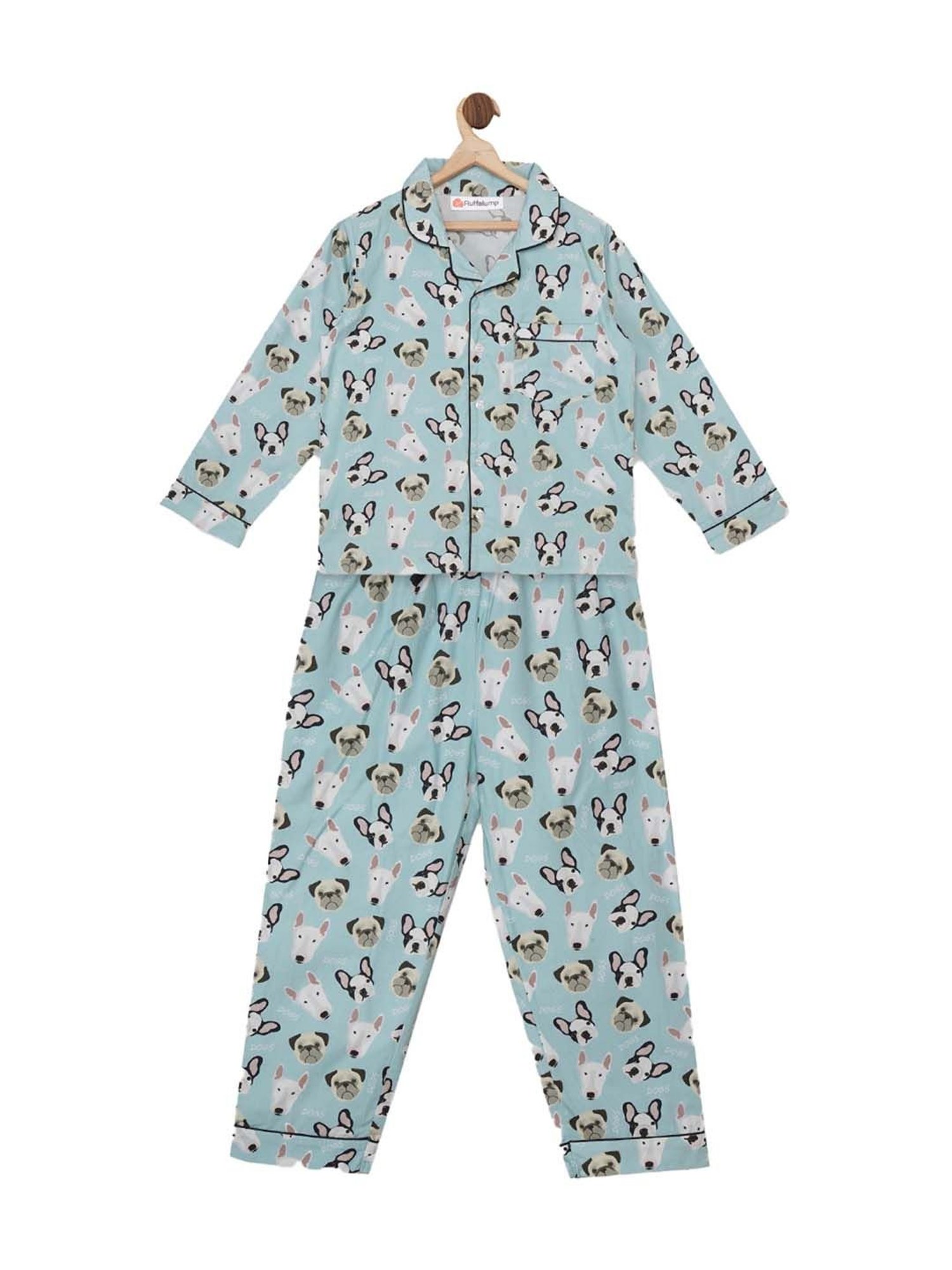 Fluffalump Boys Multicolor Cotton Printed Nightwear Top & Pants Set