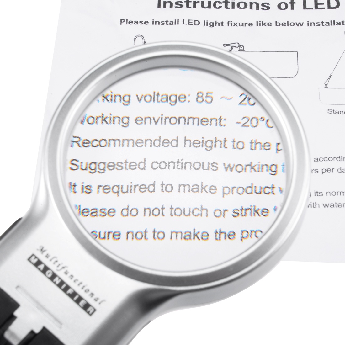 Magnifying Glass with Light, 3X 60mm  LED Light Illuminated Magnifier Zoom Microscope Lens Black