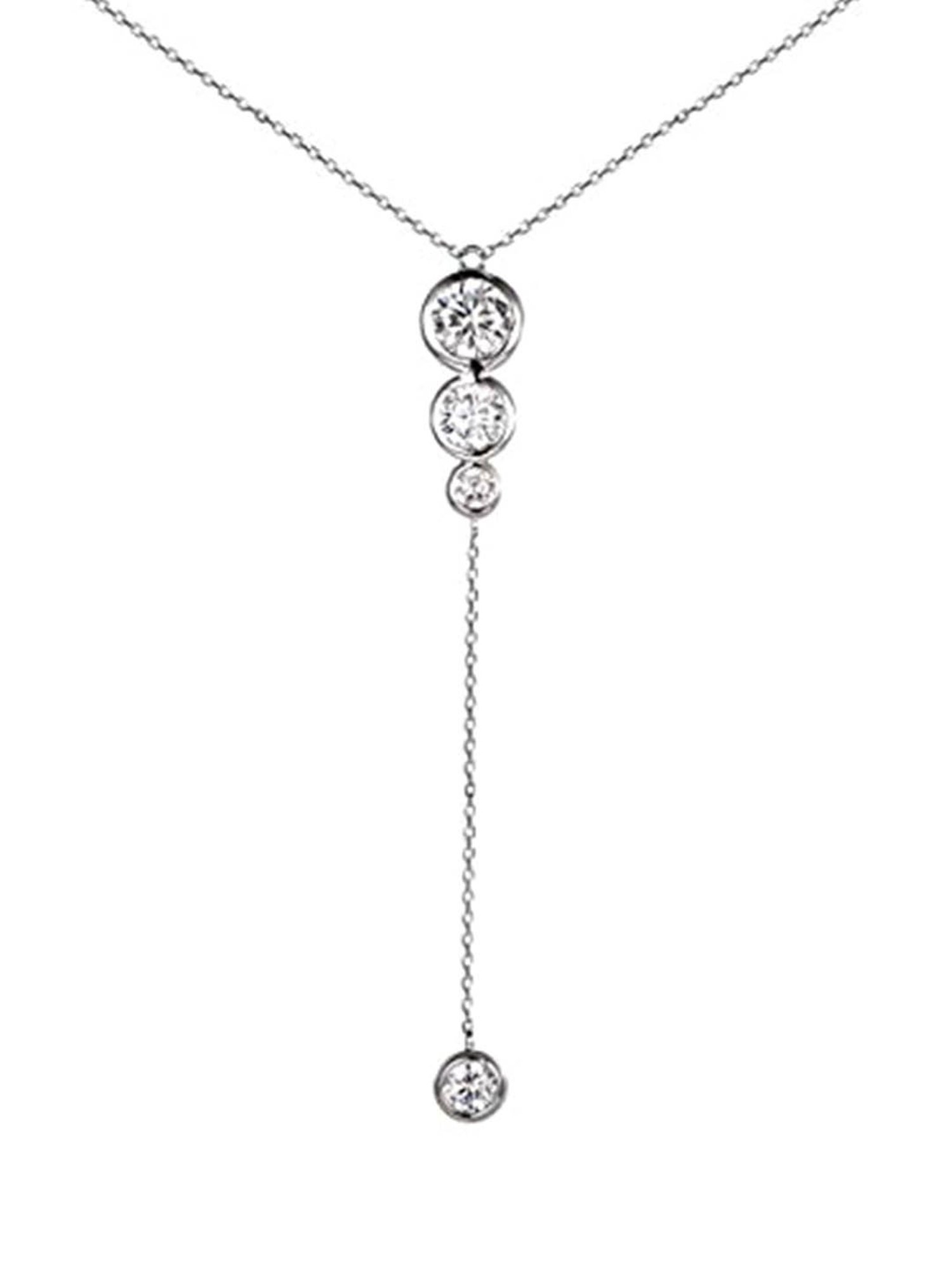 925 Silver AAA Grade American Diamond Y d Necklace with 18-inch Chain for Women & Girls