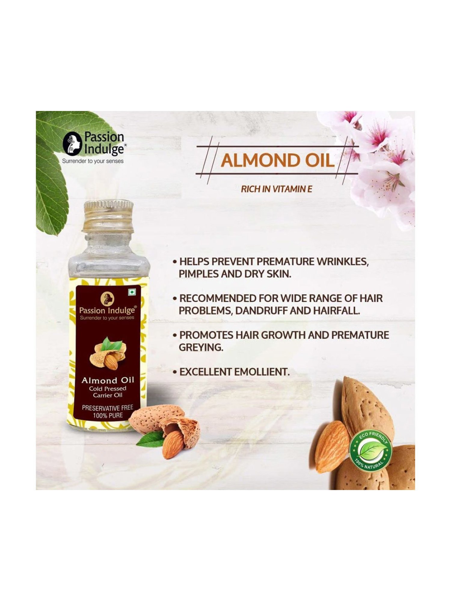 Passion Indulge Natural Almond Carrier Oil - 60 ml