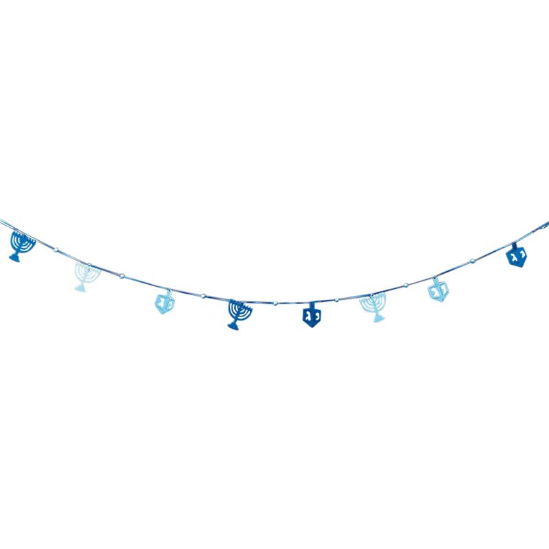 Rite Lite 5-Feet Blue Hanukkah Felt Garland with Dreidels and Menorahs