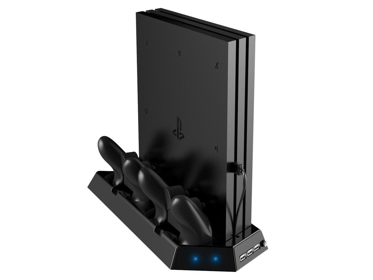 Vertical Stand for PS4 Pro with Cooling Fan, Controller Charging Station with LED Charging Indicator for Sony Playstation 4 Pro Game Console, Charger for Dualshock 4 ( Not for Regular PS4 )