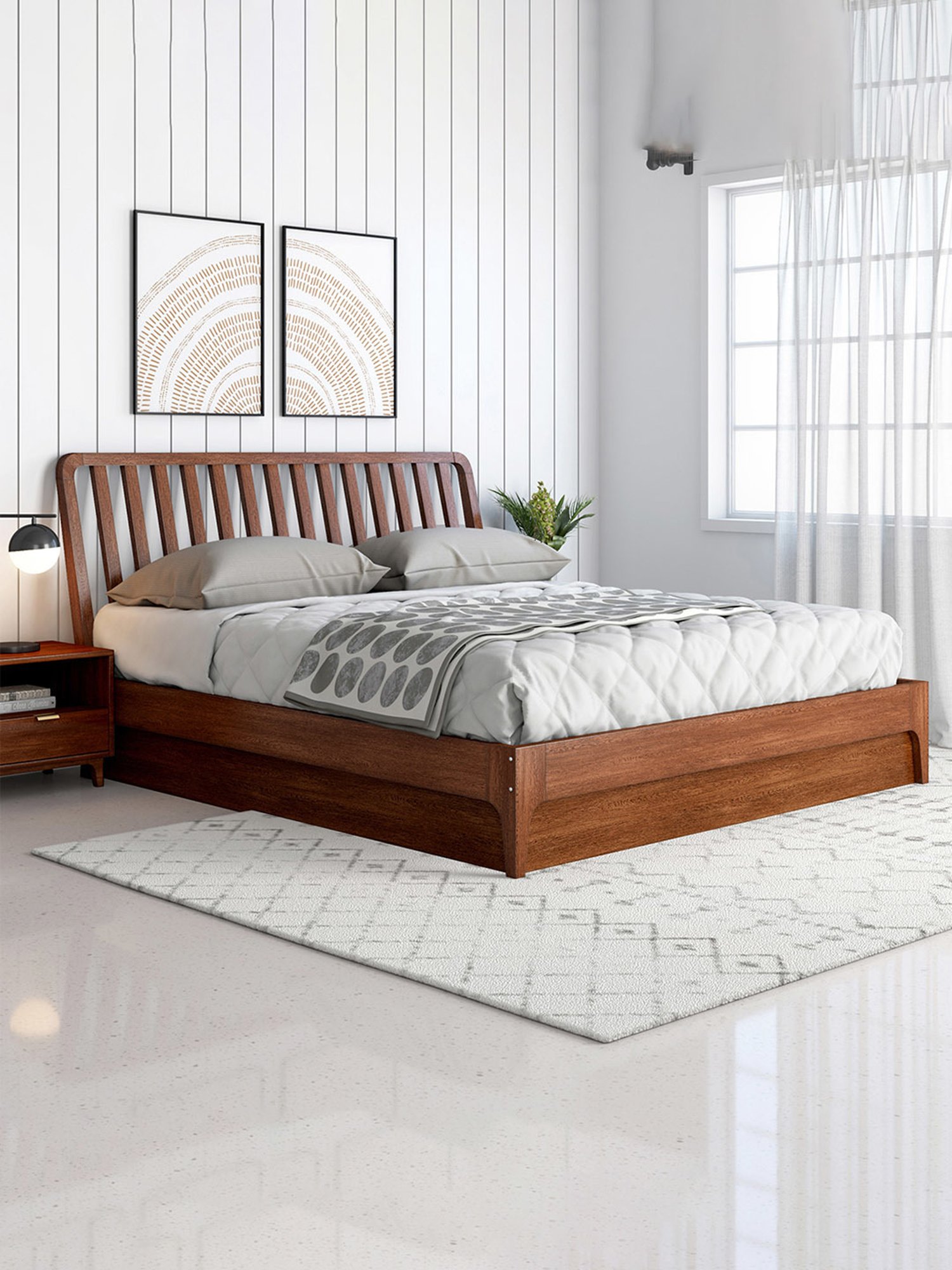 Pure Olivia Solid Wood King Size Bed in Dark Oak Finish