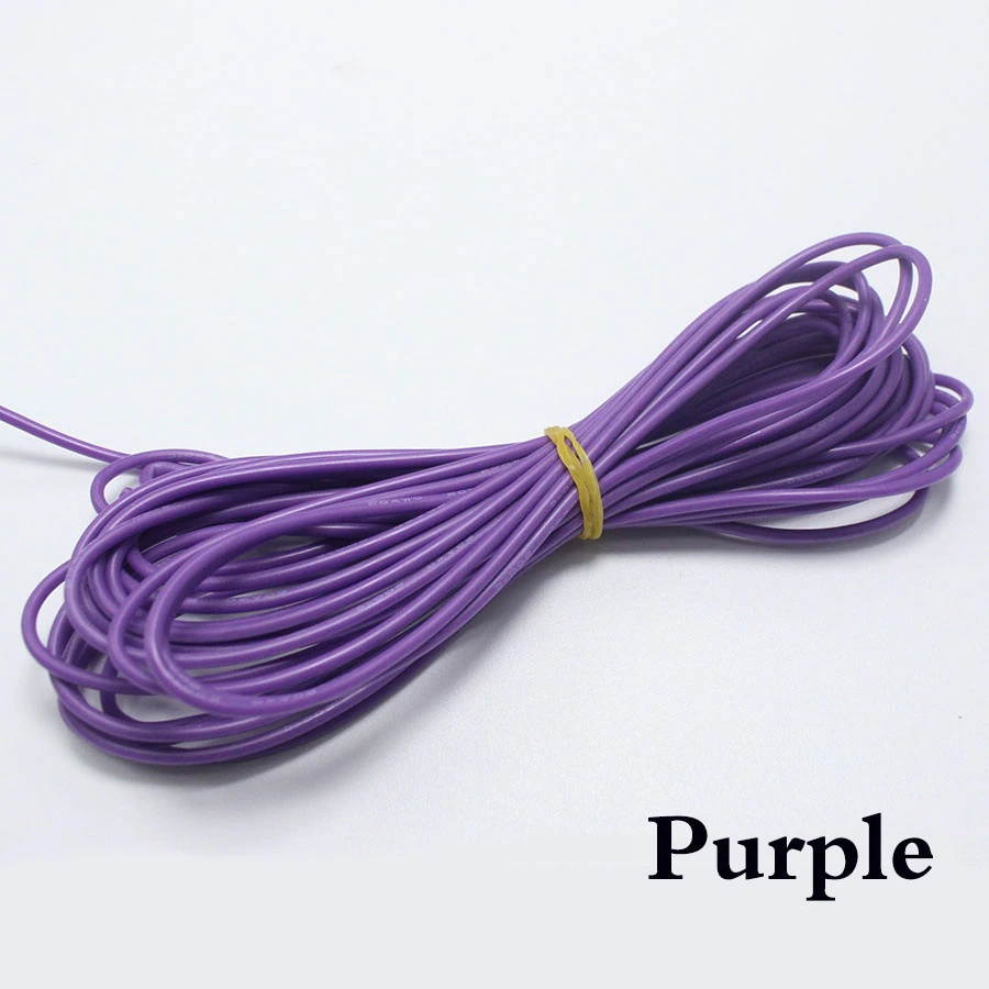 5meters 24 AWG Flexible Silicone Wire Cable 0.2mm2 High Temperature Max 200 Degrees 600V Test Line Wire 10 Color