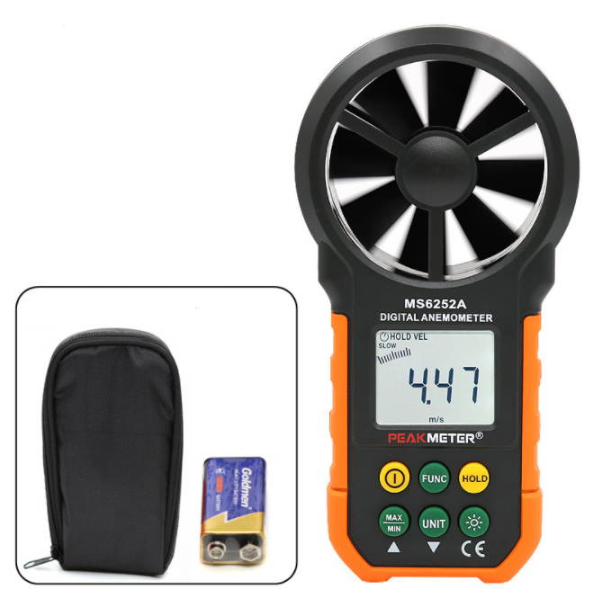 Peakmeter High Precision Anemometer Wind Speed Air Volume Wind Temperature Measuring Instrument Digital Anemometer Pm6252b [Wind Speed, Air Volume, Wind Temperature, Humidity, With USB Interface]